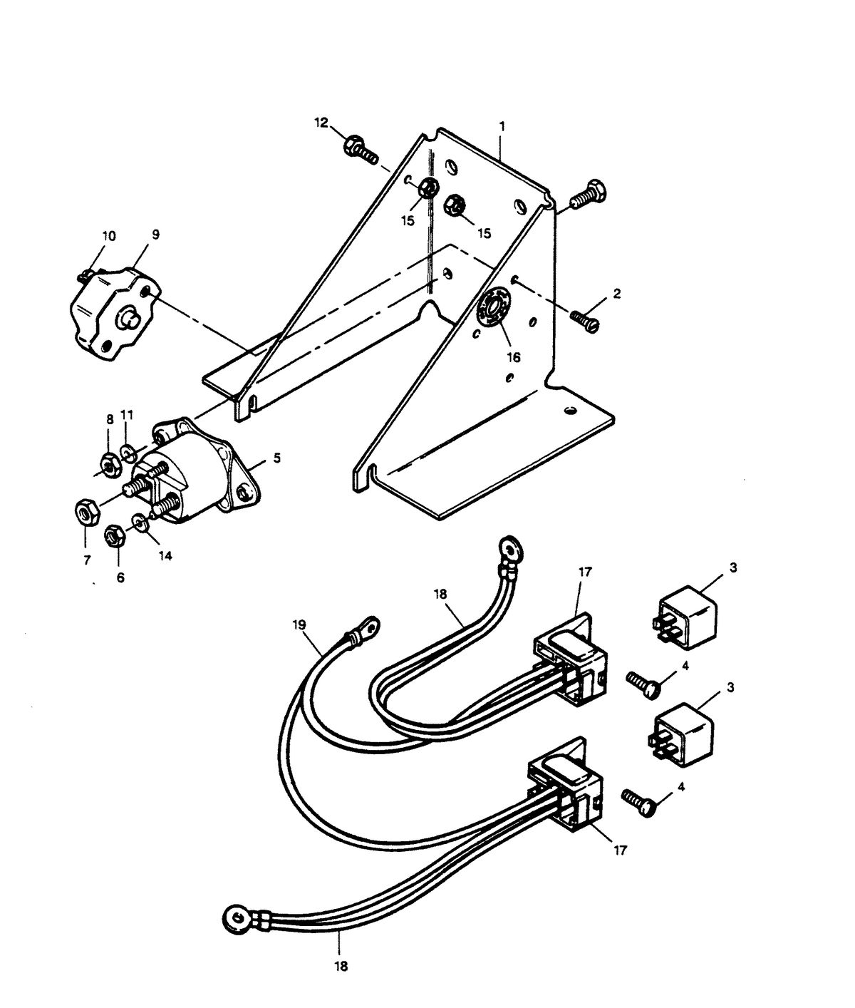 FORCE FORCE 1989 125 H.P. "B" MODELS-L-DRIVE TRIM PUMP BRACKET AND RELAYS