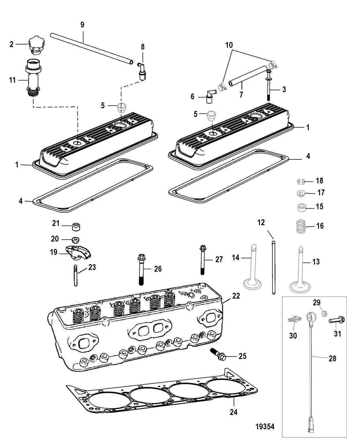 MERCRUISER 383 MAG STROKER INBOARD - REMAN Cylinder Head and Rocker Cover