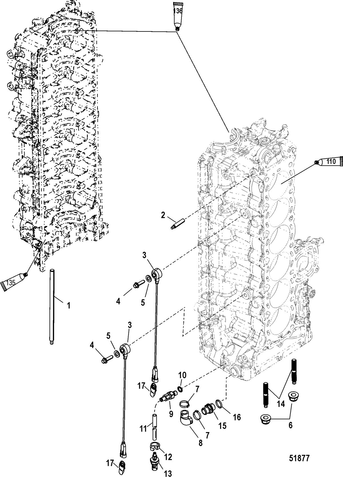 MERCURY/MARINER 200/225/250/275/300 4-STROKE VERADO (6 CYLINDER) Port Cylinder Block Components