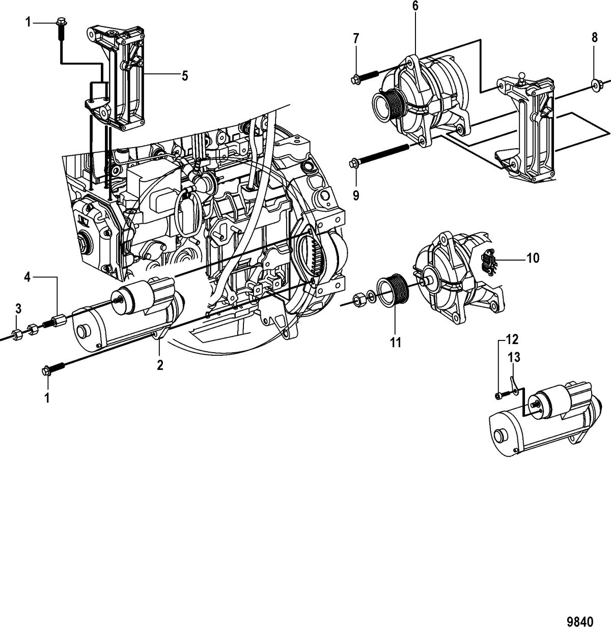 MERCRUISER CUMMINS/MERCRUISER DIESEL 2.8L-200/170 Alternator and Starter