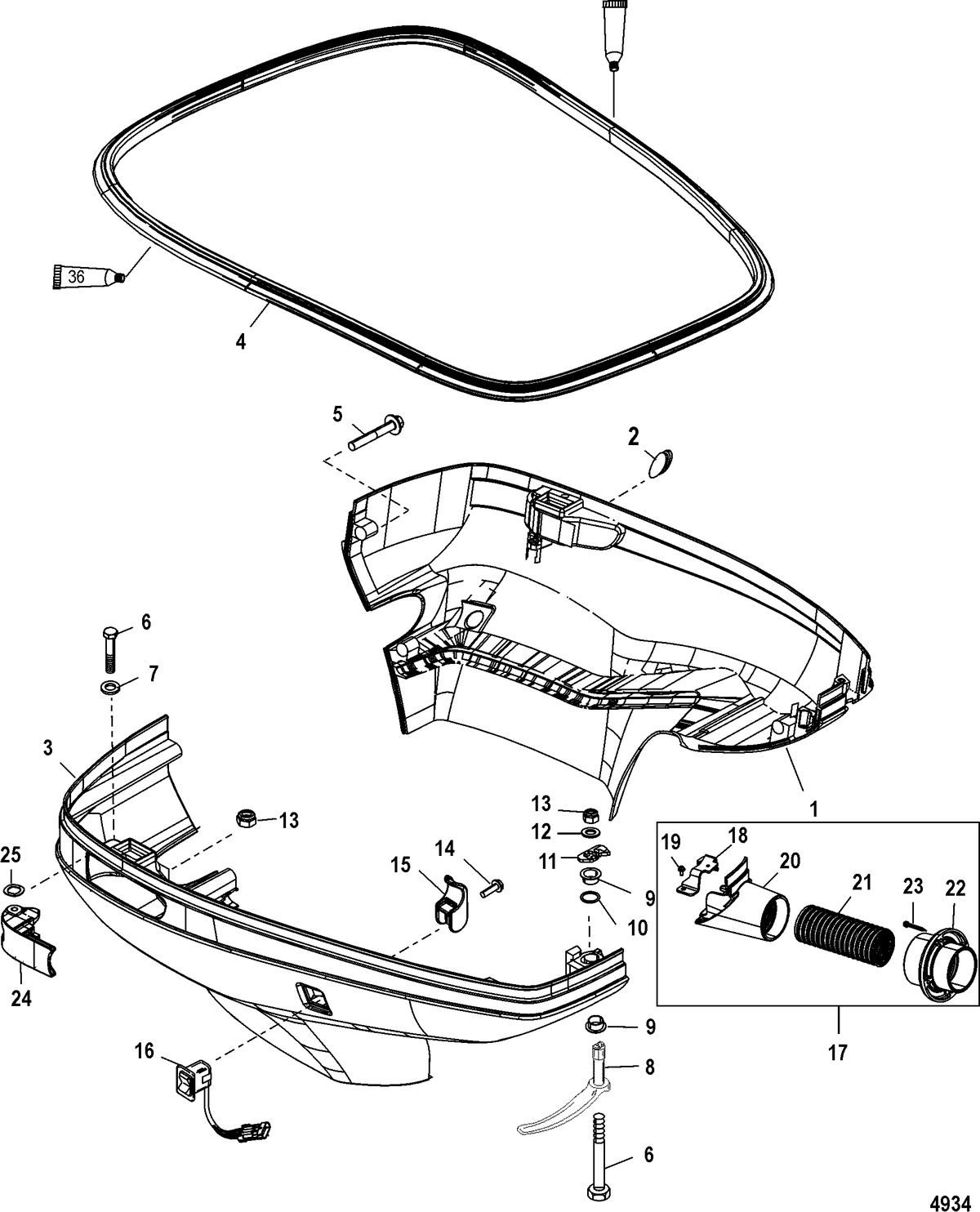 MERCURY 225 PRO XS (3.0L) DFI Bottom Cowl