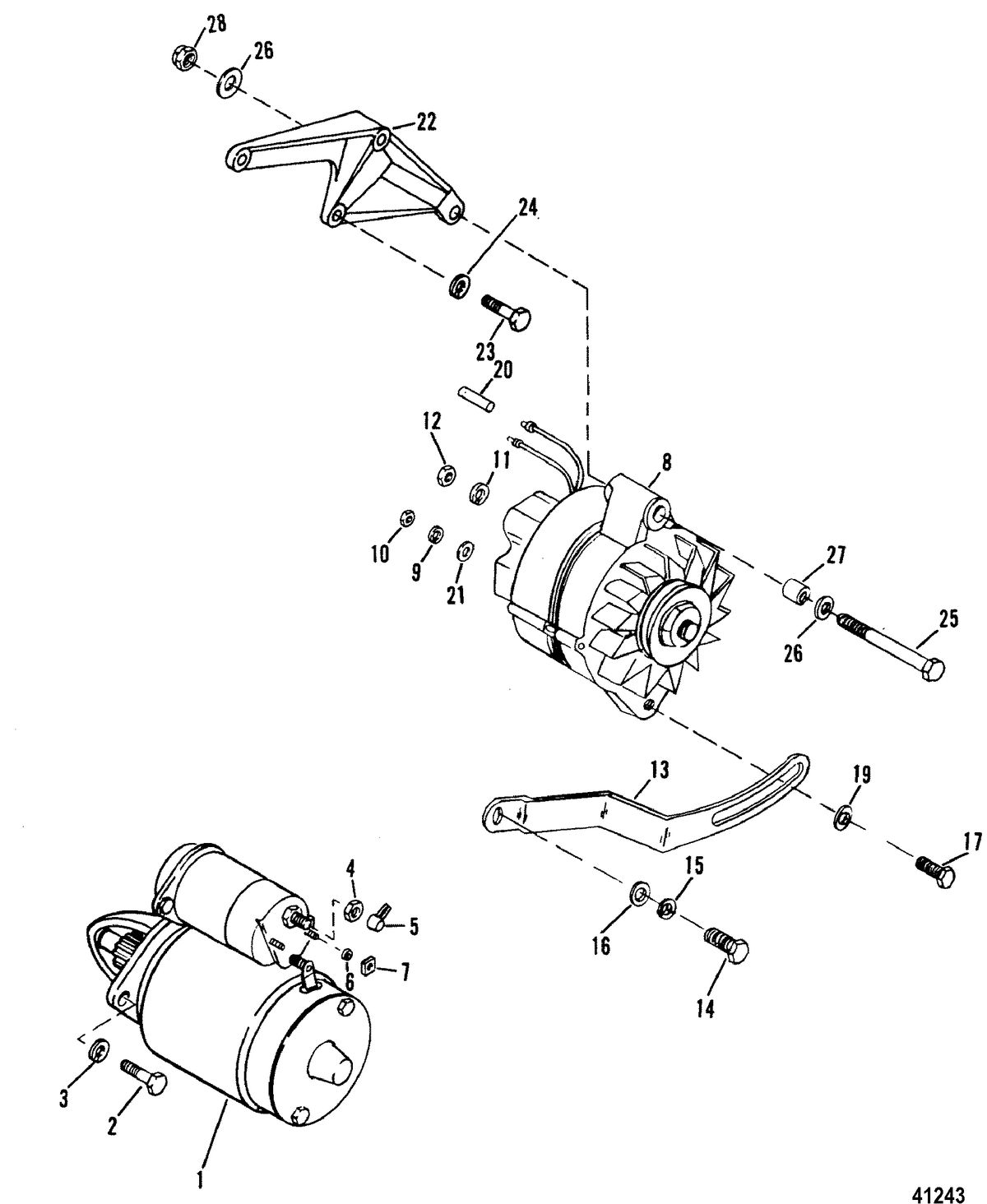 MERCRUISER 7.4L TRANSMISSION W/HURTH (G.M.) Starter and Alternator