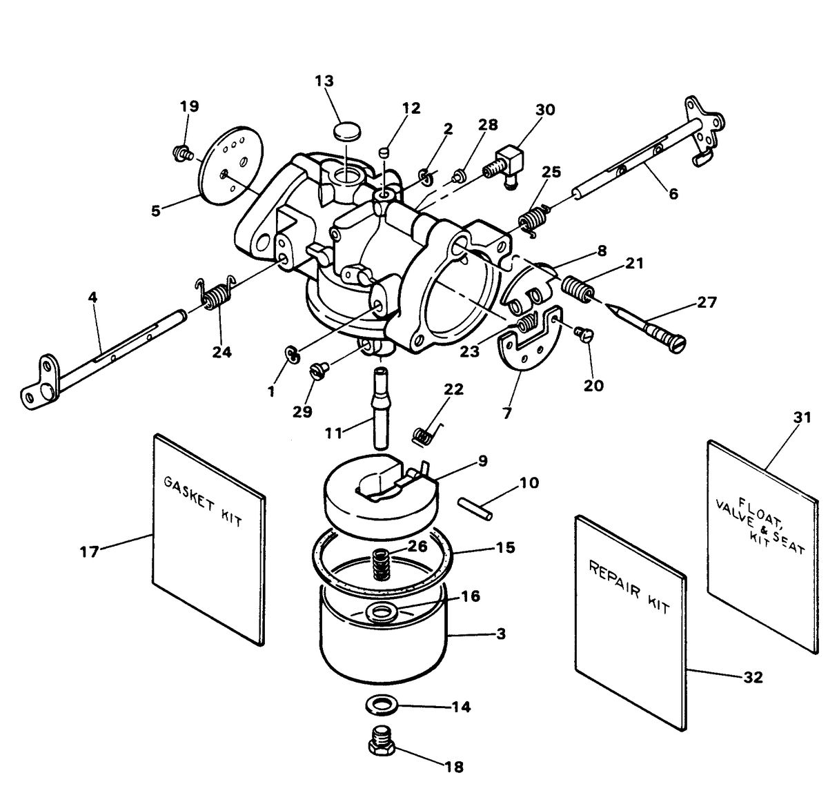 FORCE FORCE 50 H.P. CARBURETOR (WITH FLOAT VALVE & SEAT KIT)