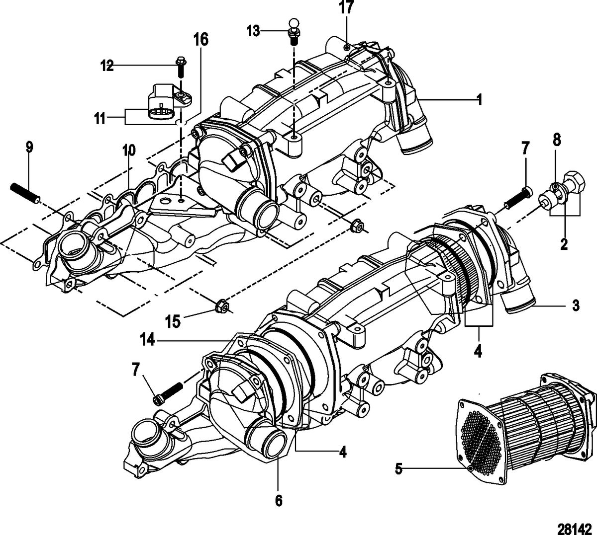 MERCRUISER 2.0L I4 150-170HP DIESEL Intake Manifold/Heat Exchanger