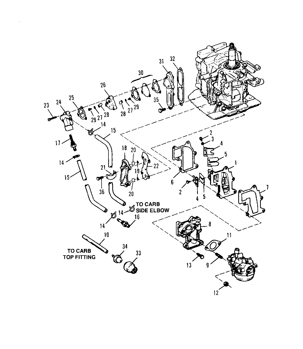 SEARS 9.9 H.P. OUTBOARD MOTOR FUEL AND RECIRCULATION SYSTEM