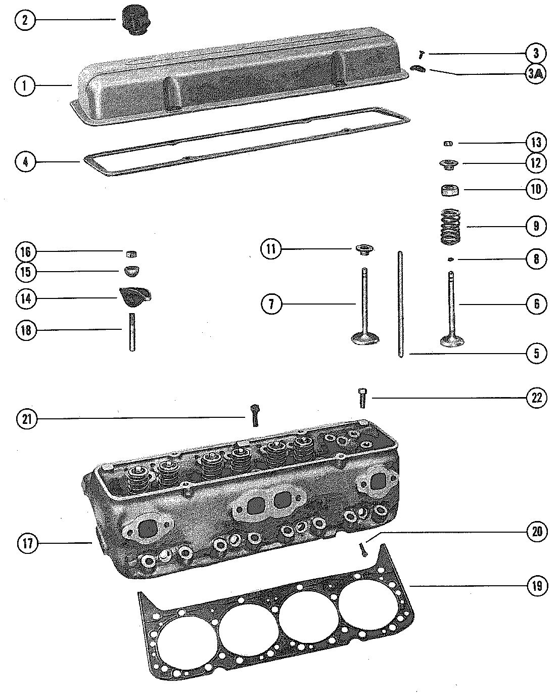 MERCRUISER 250 ENGINE ROCKER COVER AND CYLINDER HEAD