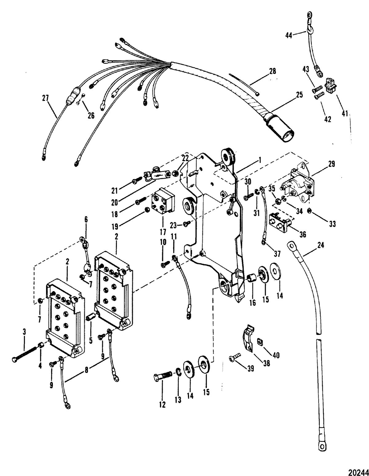 MERCURY/MARINER 150 H.P. XR-2 MARATHON MAGNUM (V-6) (1978-1985 COMBINED BOOK) Wiring Harness, Starter Solenoid and Rectifier