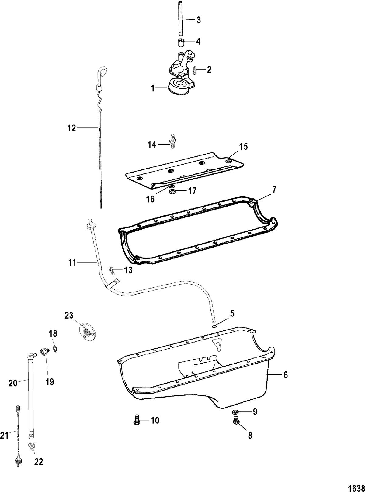 MERCRUISER 7.4L MPI BRAVO L29 (GEN VI) OIL PAN AND OIL PUMP