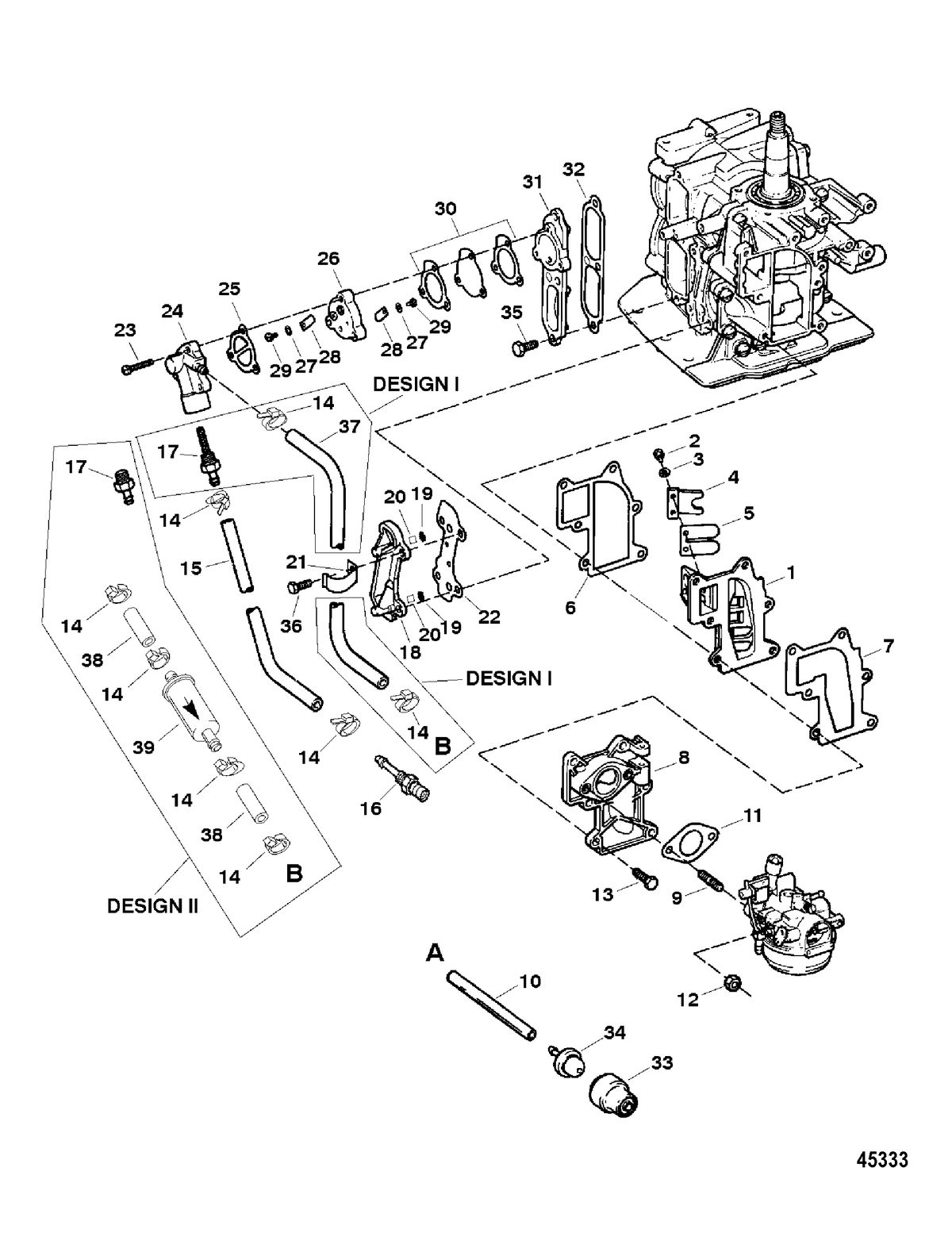 FORCE 9.9/15 HP FORCE Fuel and Recirculation System