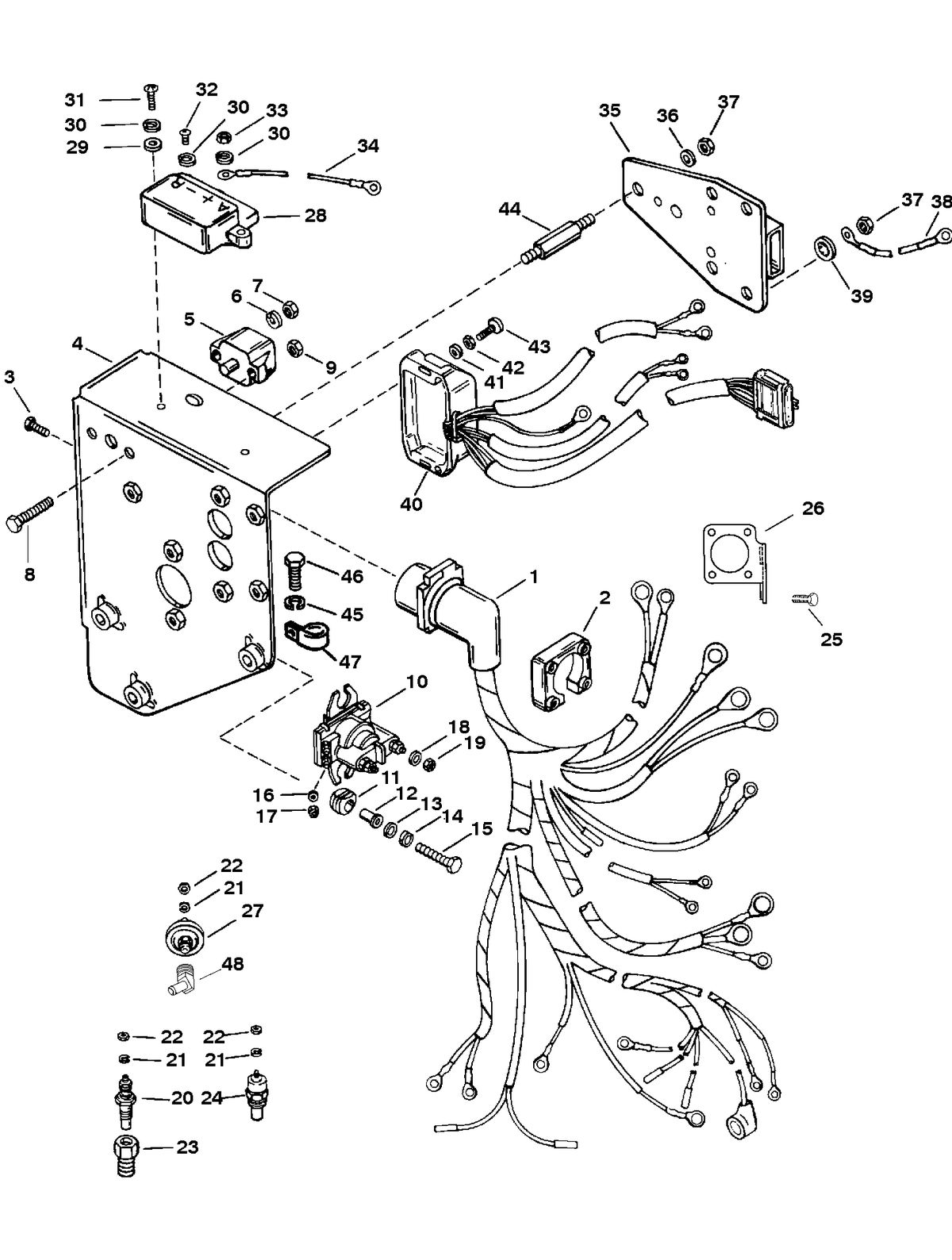 RACE STERNDRIVE HP 500 BULLDOG (540 CID) WIRING HARNESS AND ELECTRICAL COMPONENTS