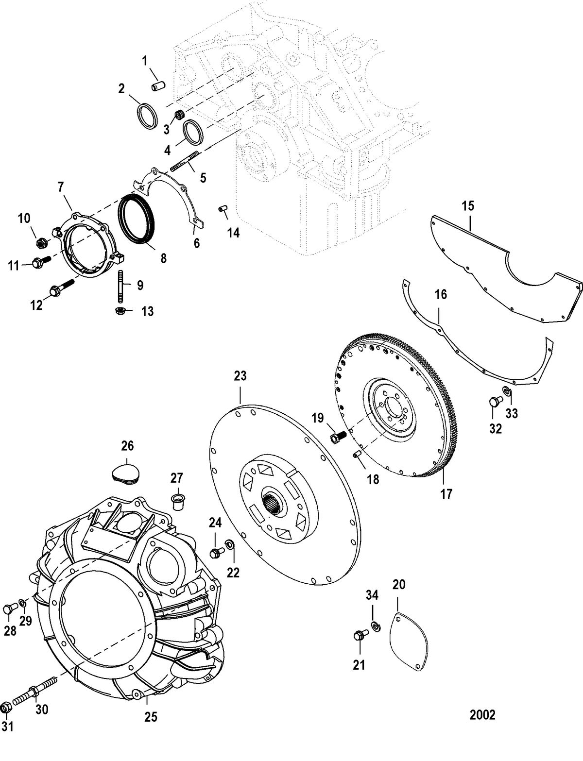 MERCRUISER SCORPION 350/377 Cylinder Block - Flywheel Housing