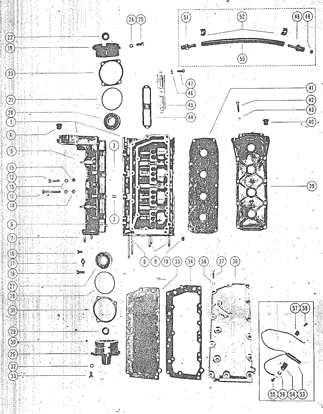 MARK MARK 58, MARK 55A, MARK 58A CYLINDER BLOCK AND CRANKCASE ASSEMBLY