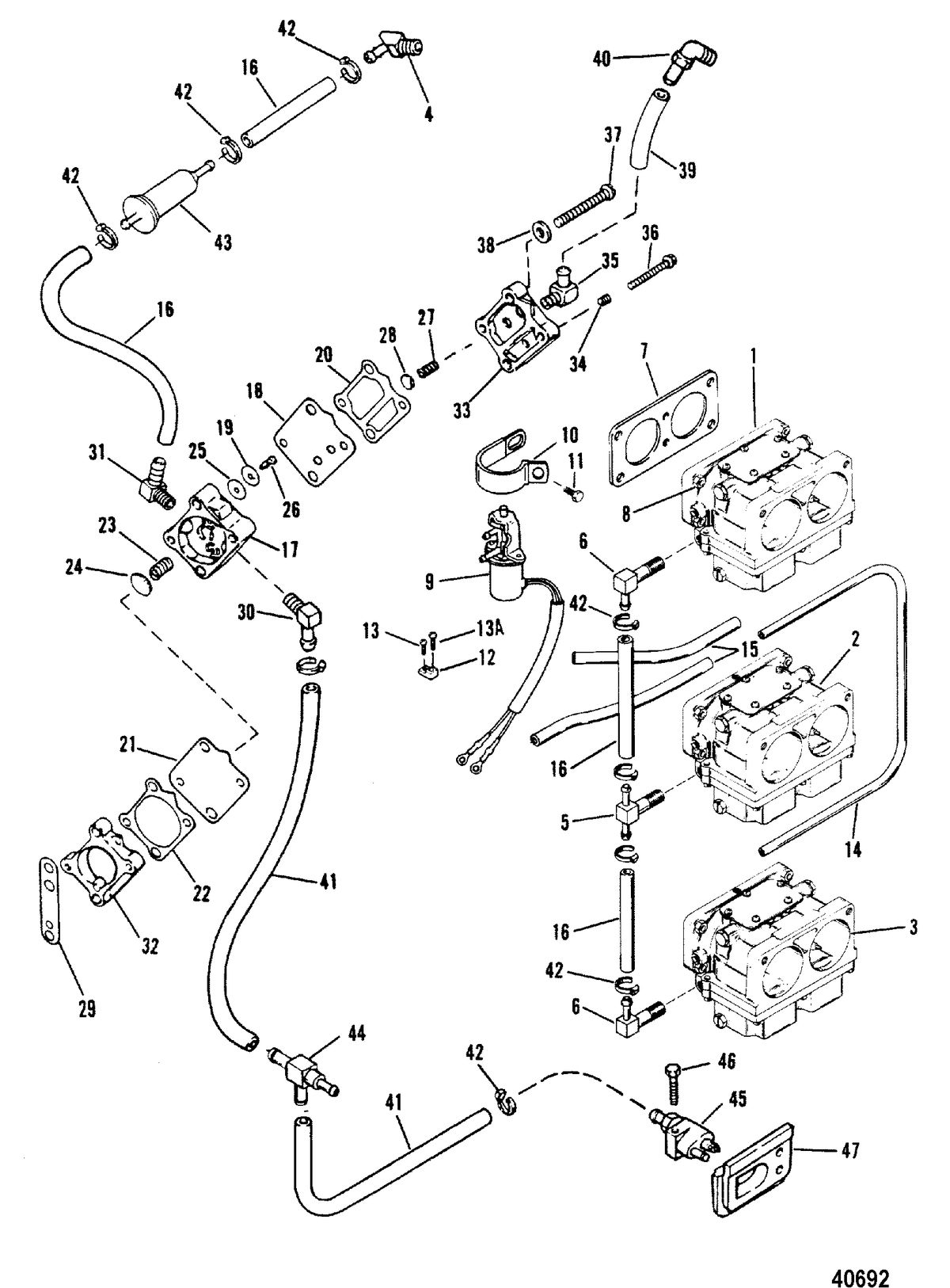 MERCURY/MARINER 200 H.P. (V-6) FUEL PUMP AND CARBURETOR