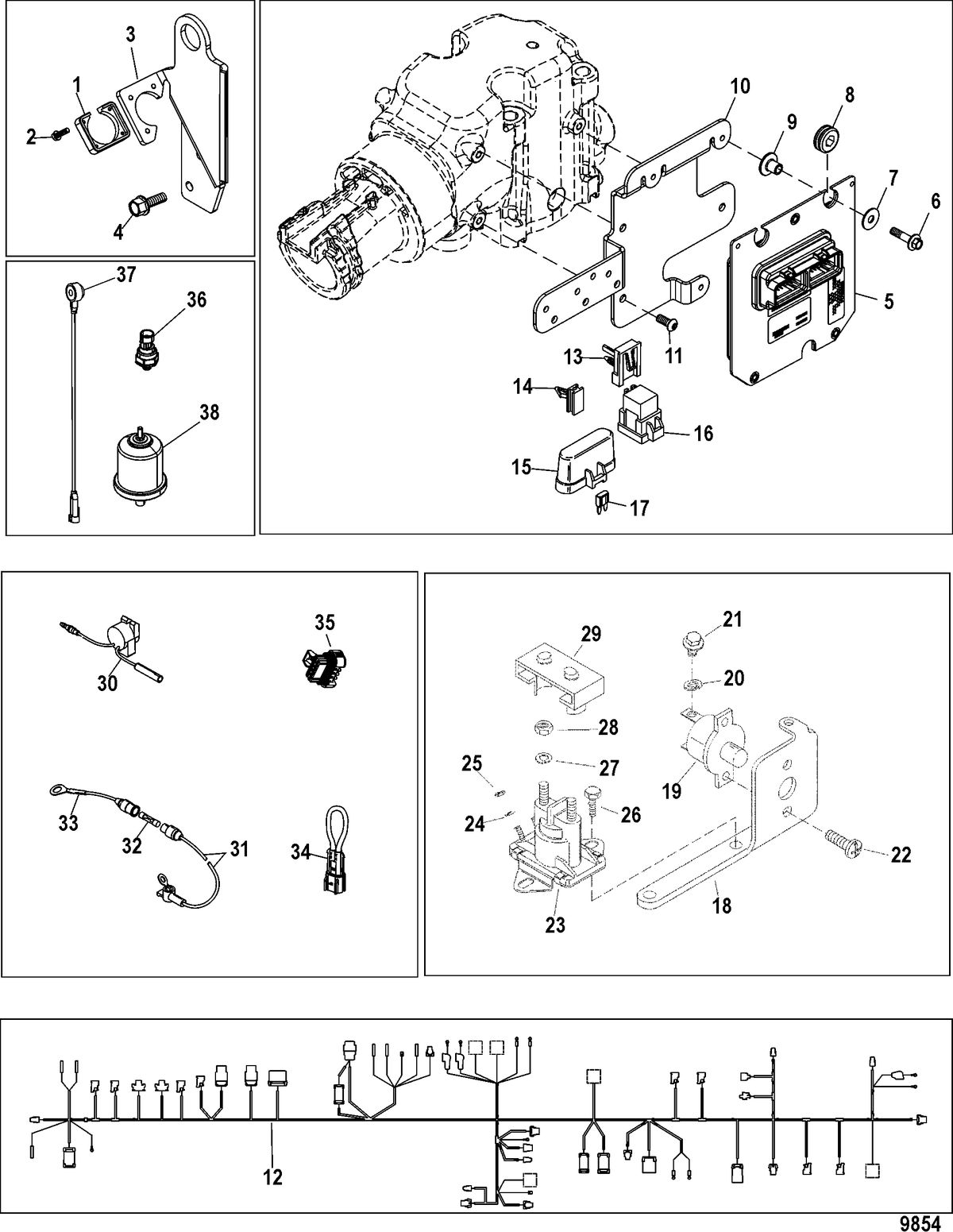 MERCRUISER 5.0L,350 MAG,MX 6.2L MPI STERNDRIVE Electrical Components(Mechanical Throttle and Shift)