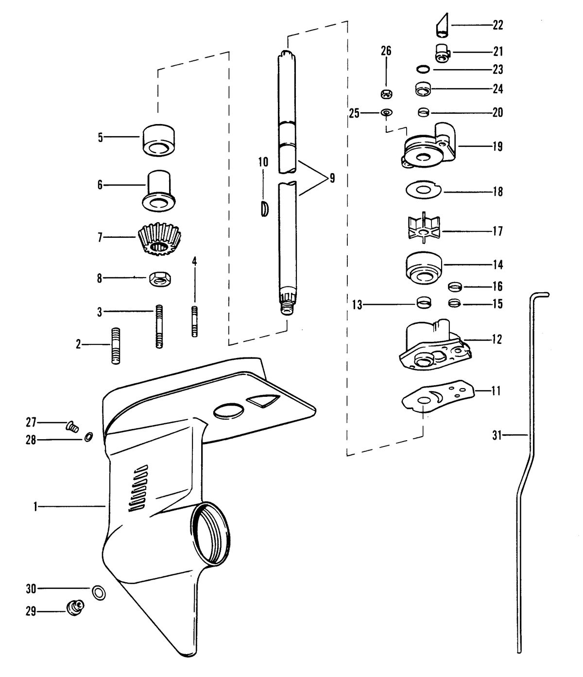 MERCURY MERC 3.5 H.P. GEAR HOUSING (DRIVE SHAFT)