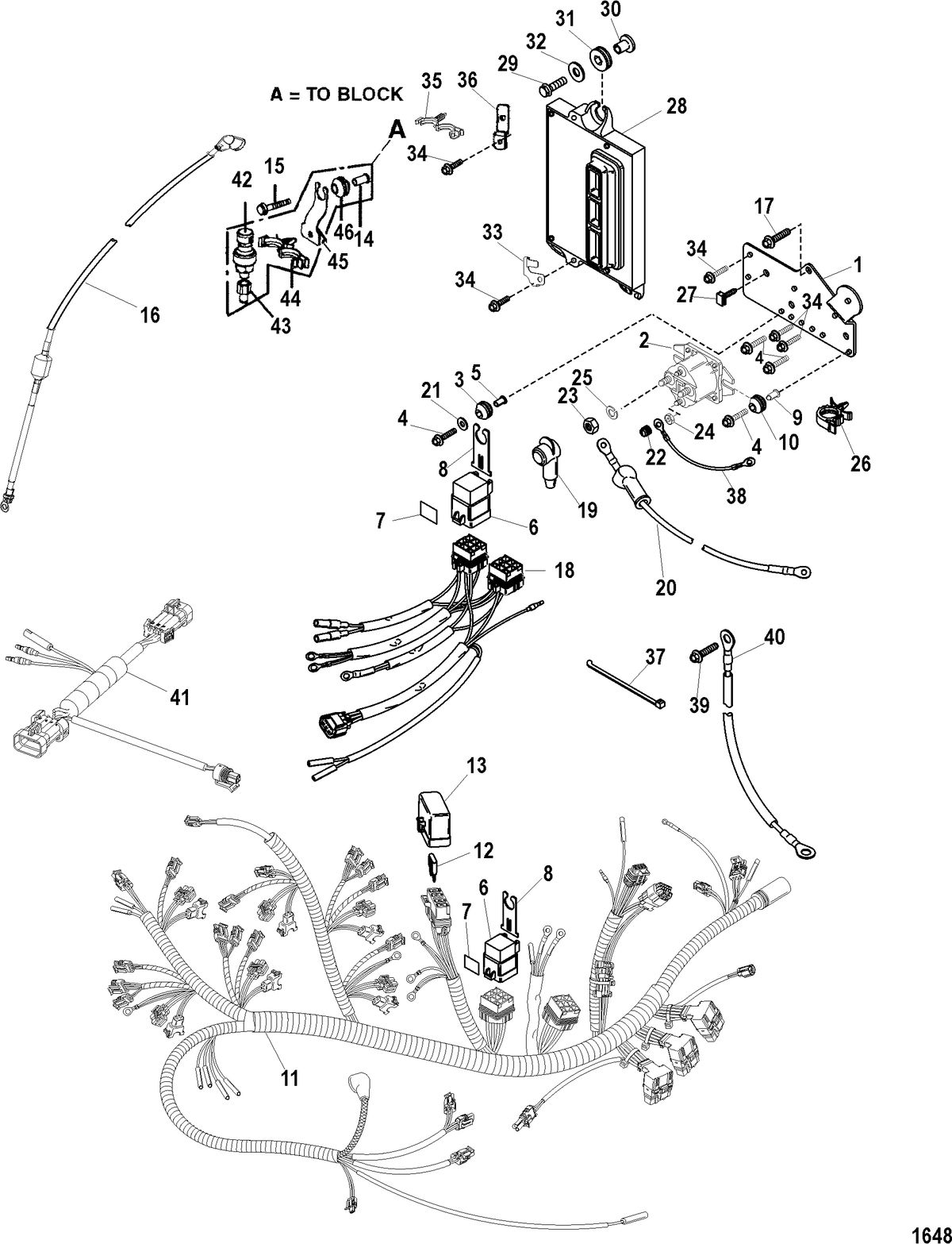 RACE OUTBOARD 250 XS(3.0L DFI) Solenoid Plate And Electrical Wiring