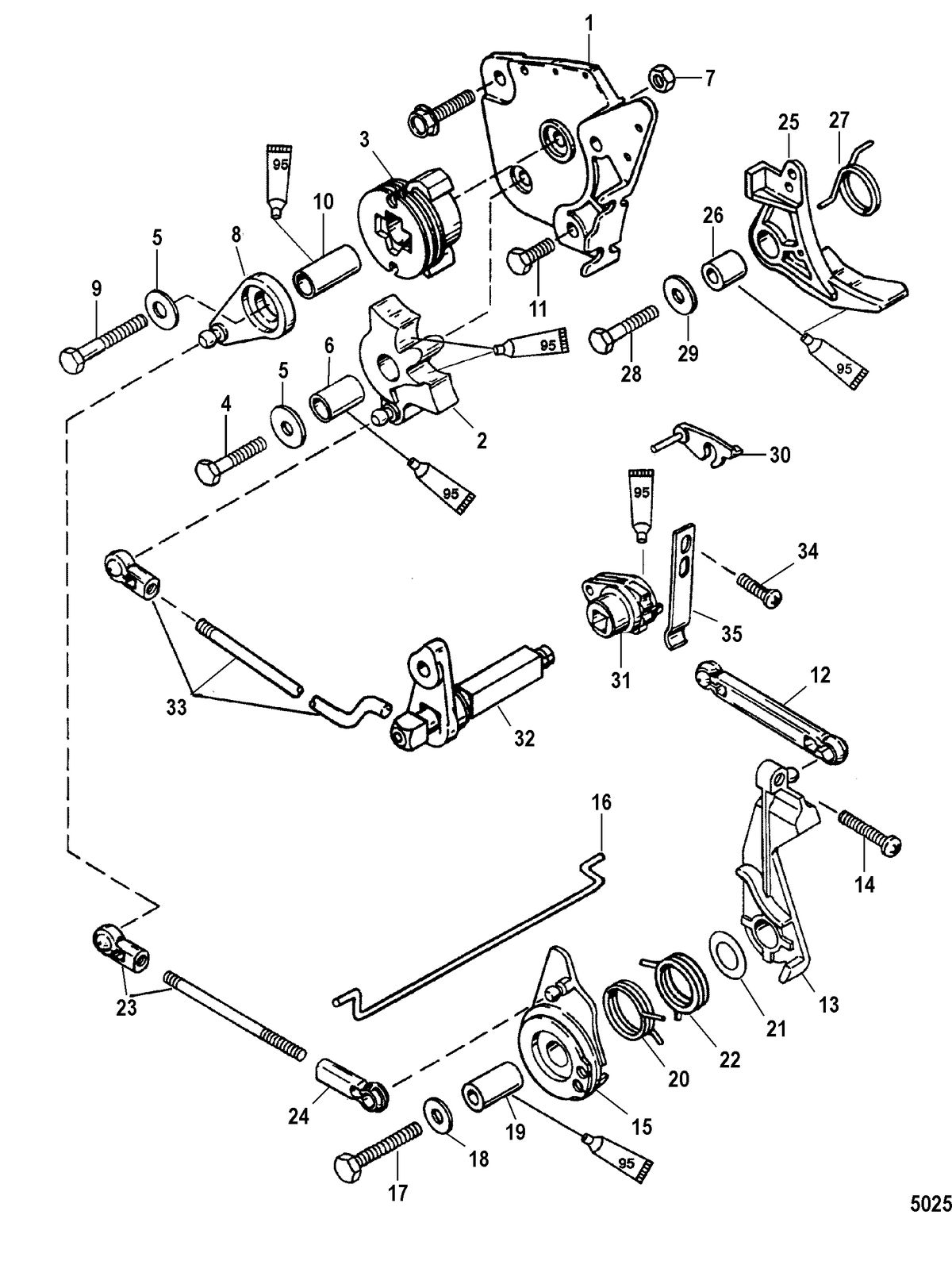 MERCURY/MARINER 10/15 SEAPRO/MARATHON-10/15 VIKING (2-STROKE) Throttle and Shift Linkage(Tiller Handle)