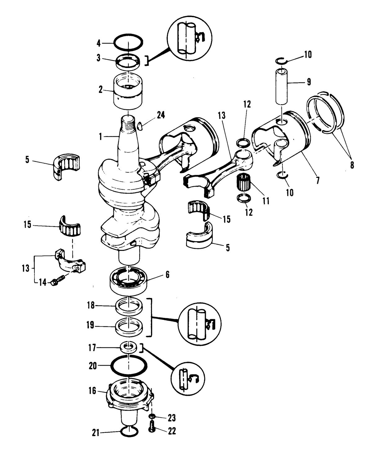 MARINER 40 H.P. CRANKSHAFT AND PISTON