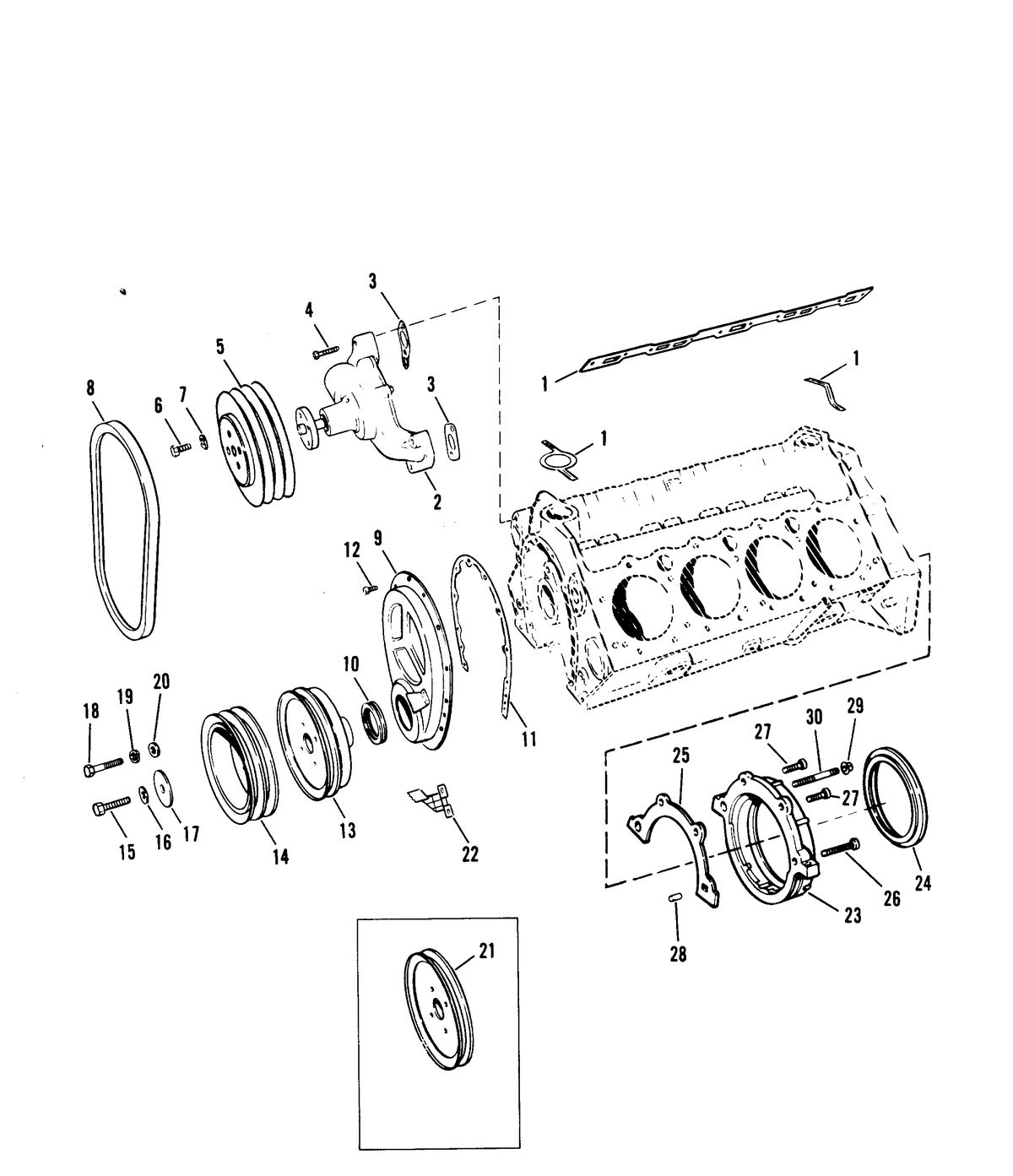 MERCRUISER 320 H.P. E.F.I ALPHA ONE ENGINE WATER PUMP AND FRONT COVER