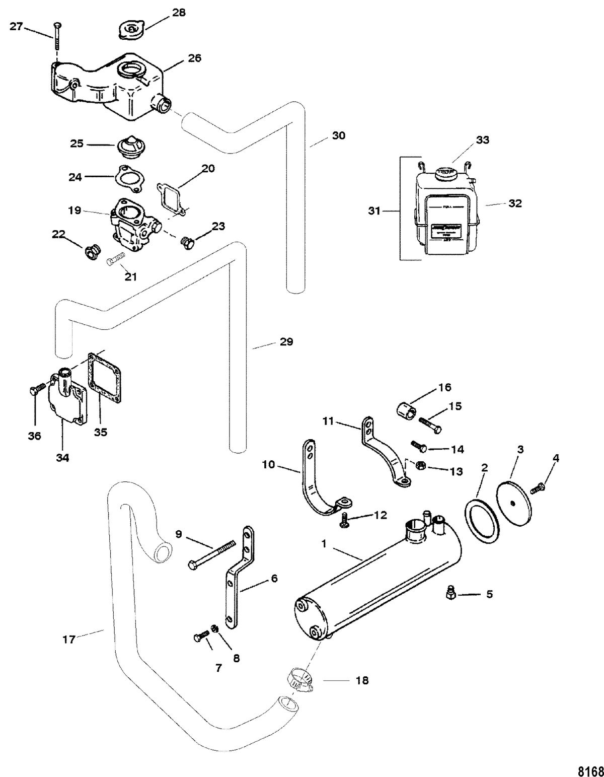 MERCRUISER 3.0L/LX ALPHA ONE Closed Cooling System
