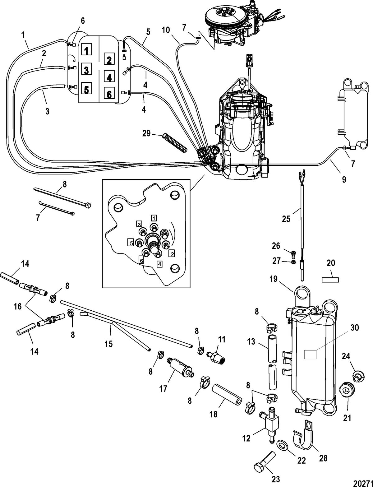 RACE OUTBOARD 200XS SST Oil Injection Components