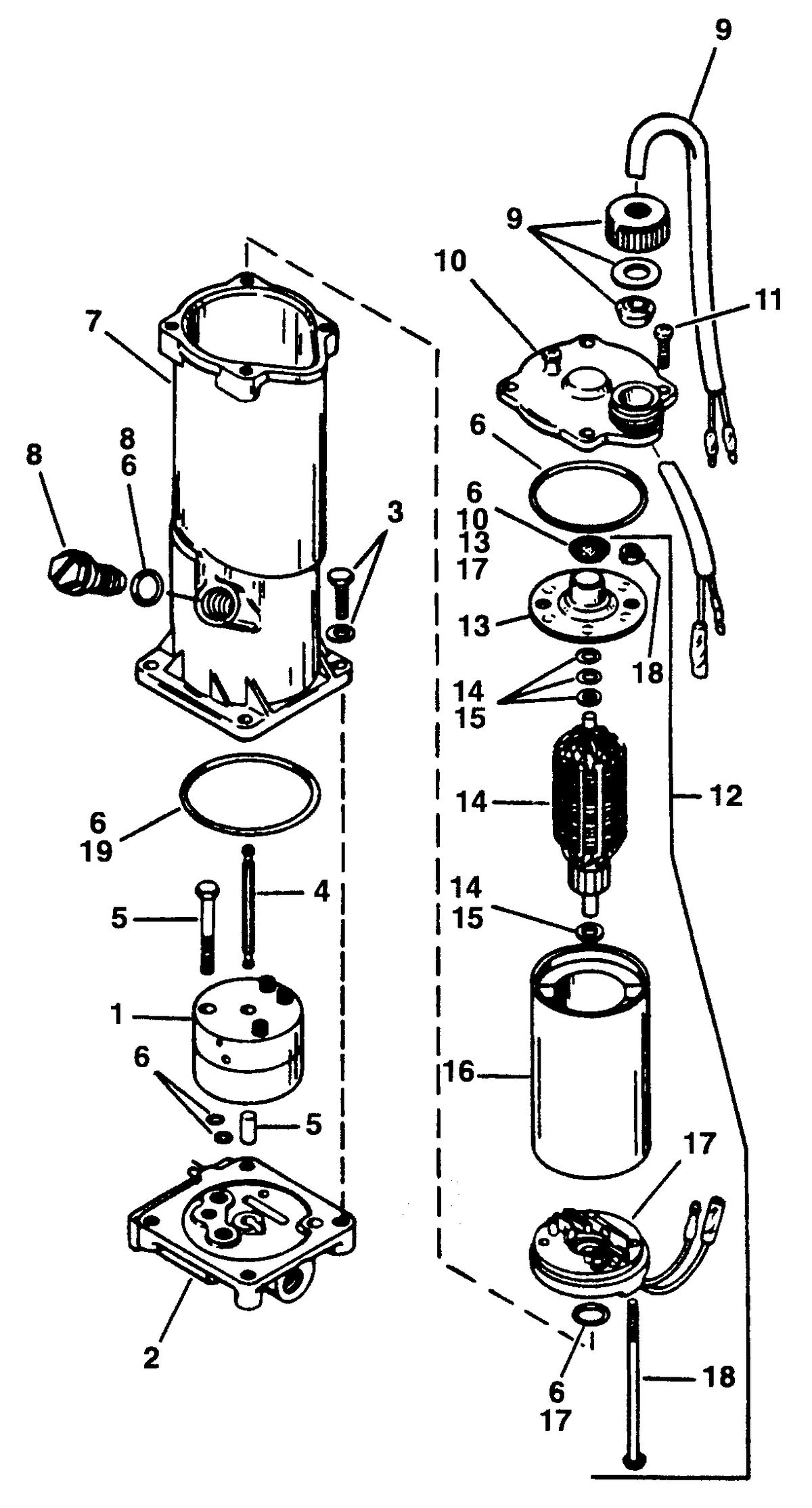 FORCE FORCE TRIM & TILT MODELS 35 THRU 75 HP PUMP/MOTOR ASSEMBLY (819479A1)