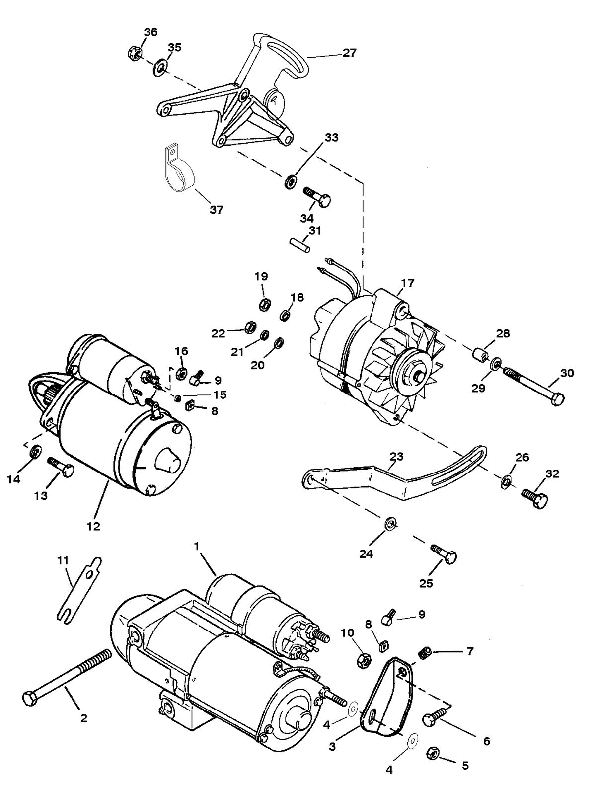 RACE STERNDRIVE HP 500 BULLDOG (540 CID) STARTER AND ALTERNATOR