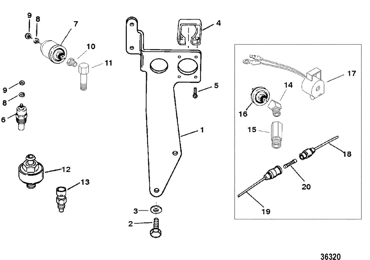 MERCRUISER 454/502 MPI MAG BRAVO (GEN VI) SENDERS AND HARNESS BRACKET