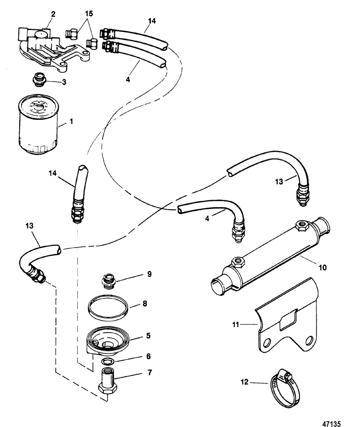 MERCRUISER 7.4 LX (EFI-MP) BRAVO OIL FILTER AND ADAPTOR