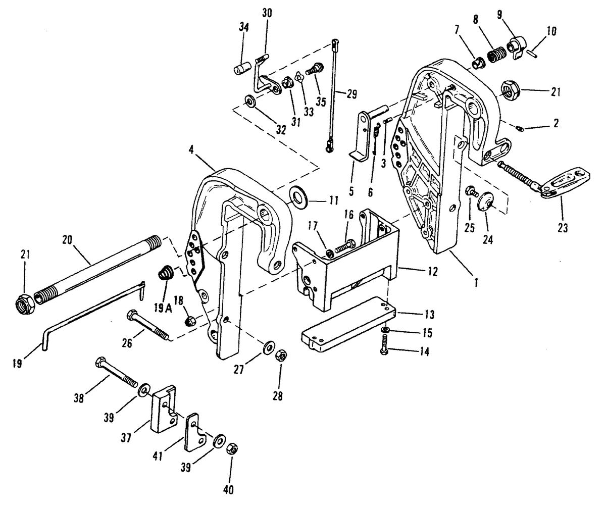 MERCURY/MARINER 50/55/60 HP JET 45 CLAMP BRACKET (MANUAL) (S/N: 0D1812000 AND UP)