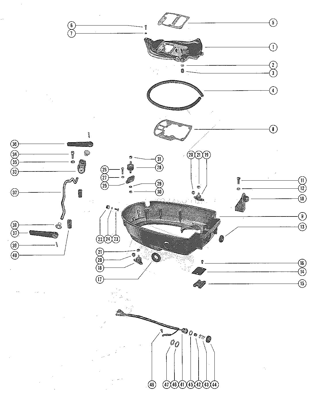 MERCURY MERC 60J BOTTOM COWL AND ADAPTOR PLATE