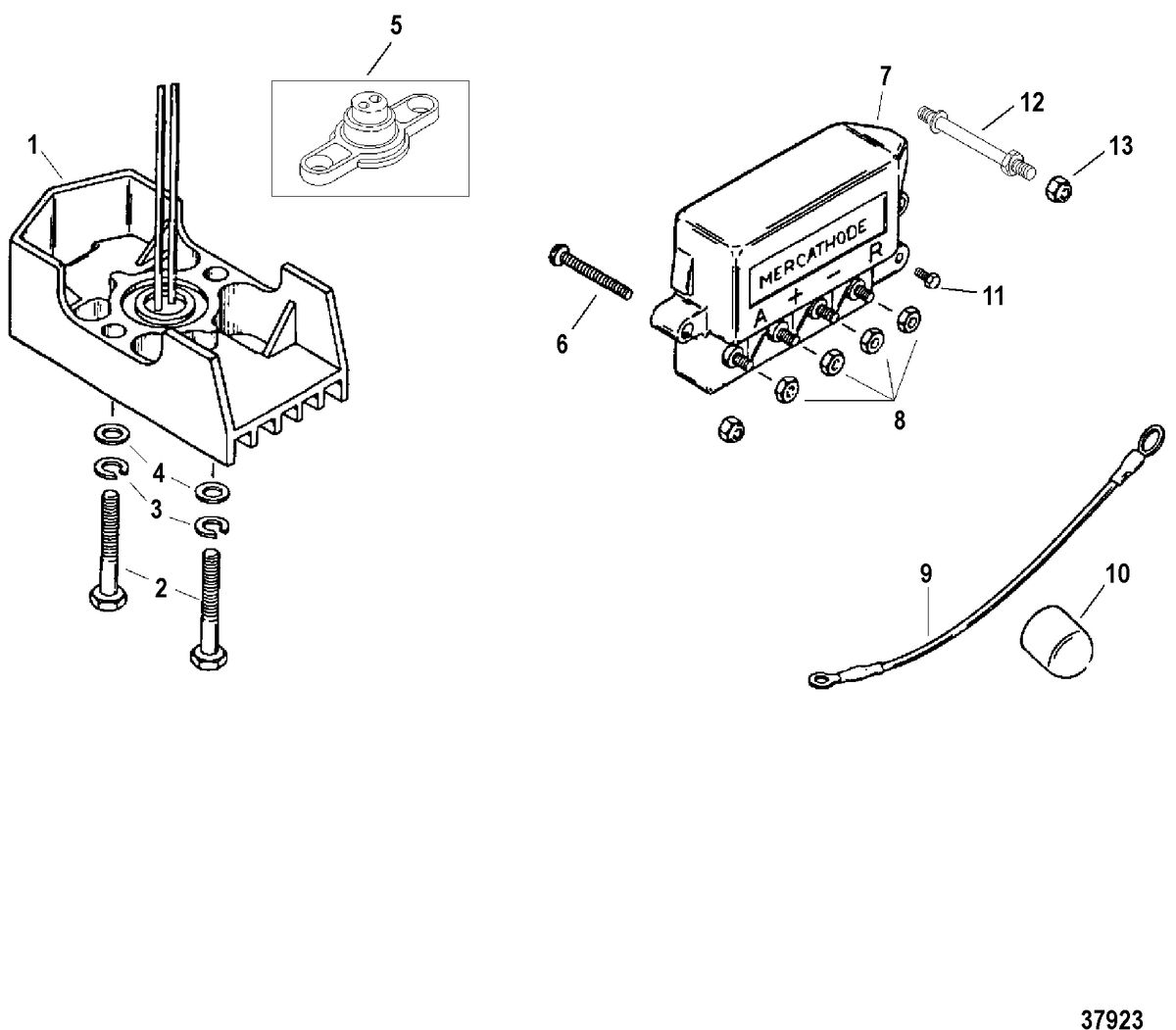 MERCRUISER 7.4L BRAVO I, II, III, ENGINE MERCATHODE COMPONENTS