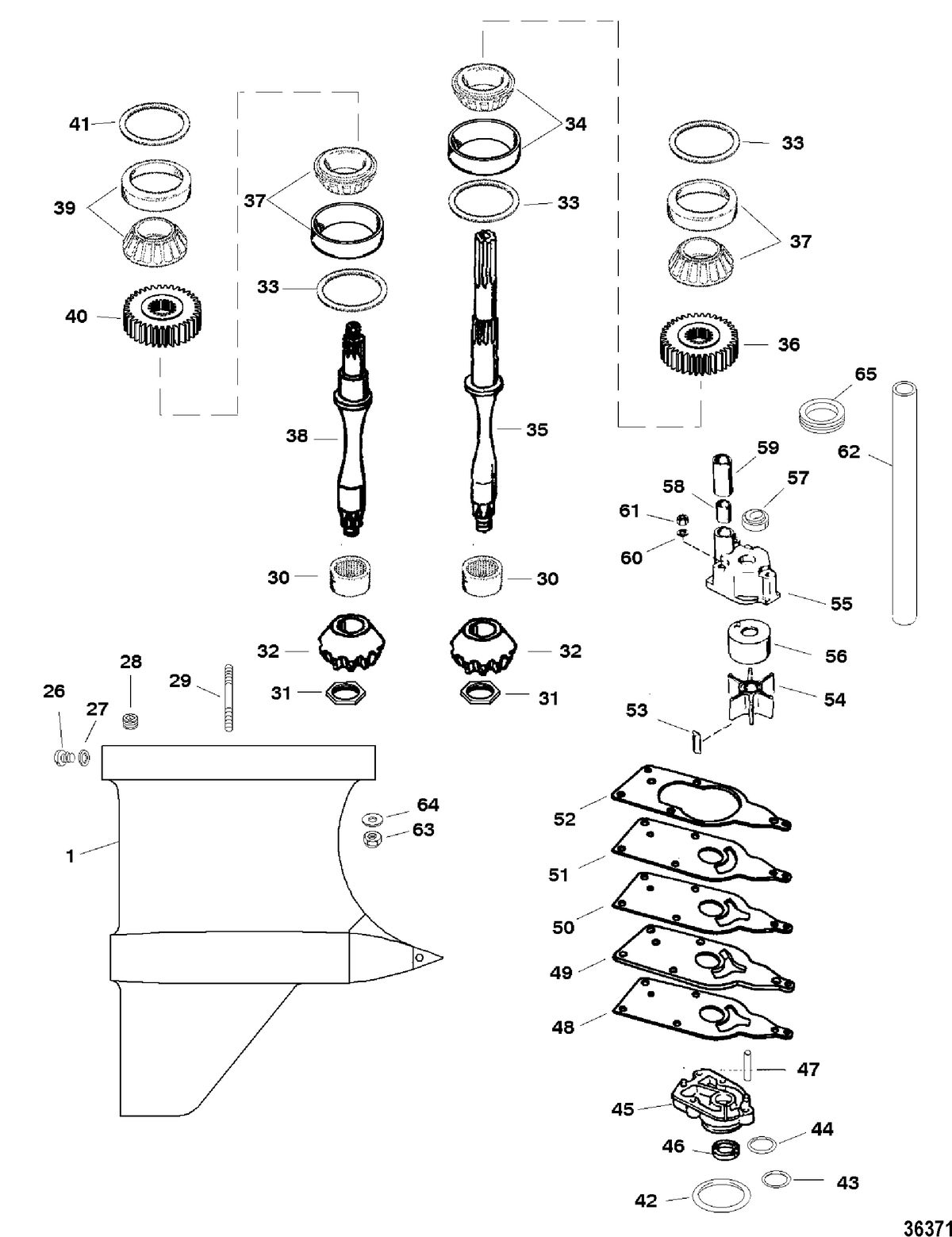 RACE OUTBOARD HI PERF MERC/MAR S3000 GEAR HOUSING(DRIVESHAFT)(VI SSM)