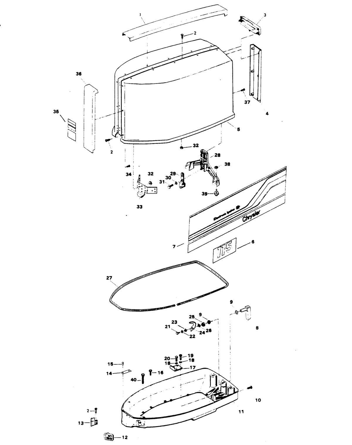 CHRYSLER 115 H.P. ENGINE COVER AND SUPPORT PLATE