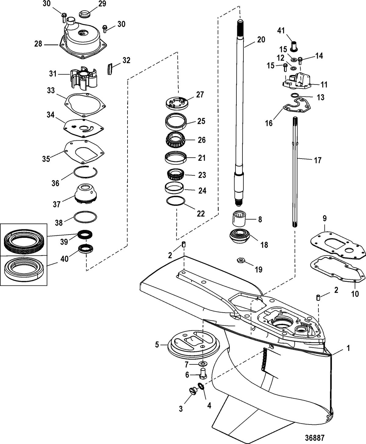 RACE OUTBOARD 350 VERADO Gear Housing, Driveshaft