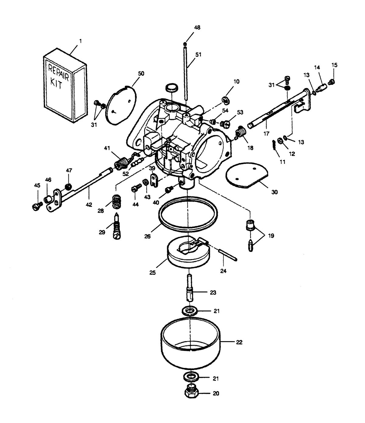 FORCE FORCE 1989 125 H.P. "B" MODELS-L-DRIVE CARBURETOR
