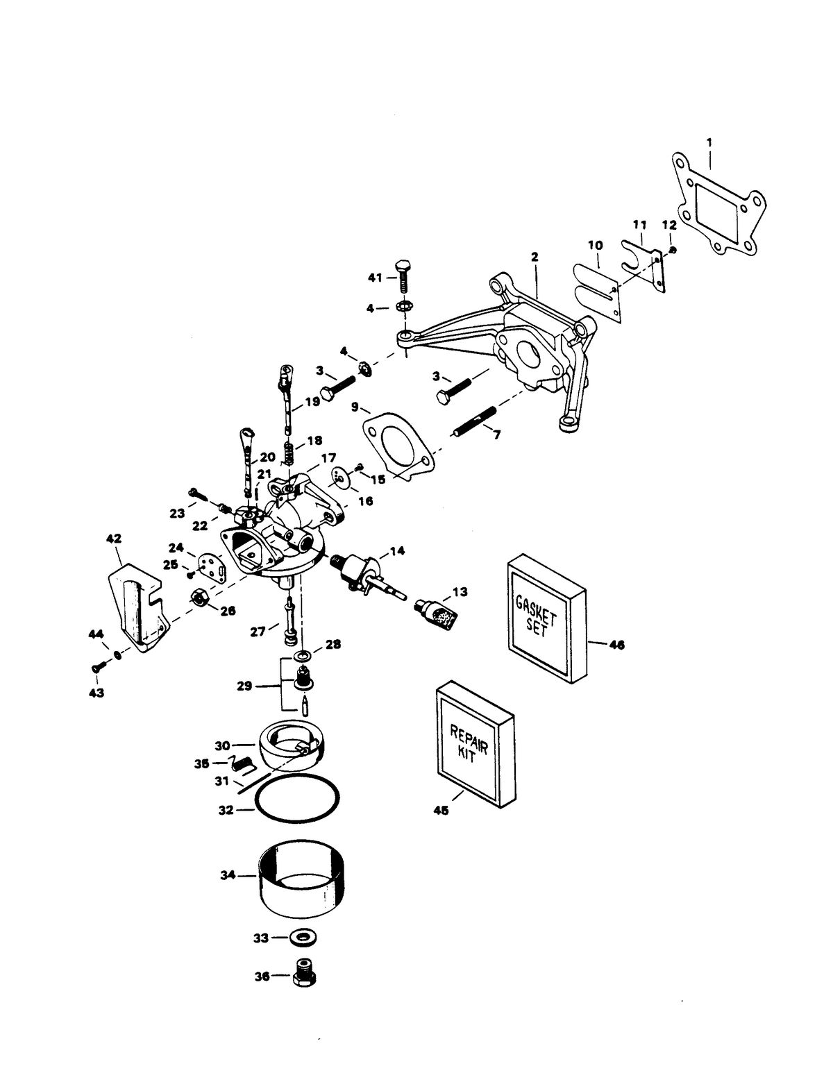 CHRYSLER 4 H.P. CARBURETOR & REED PLATE