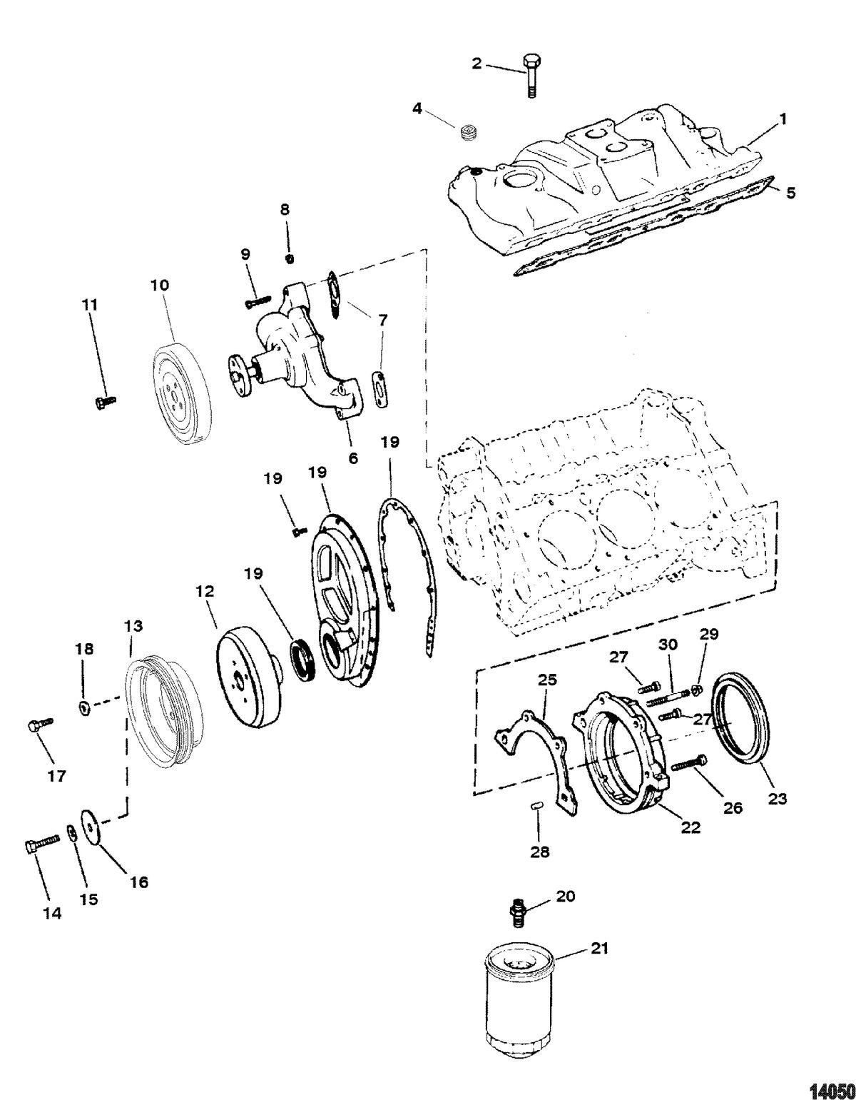 MERCRUISER 4.3L ALPHA/BRAVO (262 CID - GEN +) Intake Manifold And Front Cover