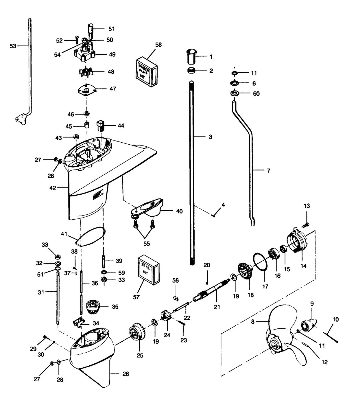 FORCE FORCE 1989 25 H.P. "B" MODELS GEAR HOUSING