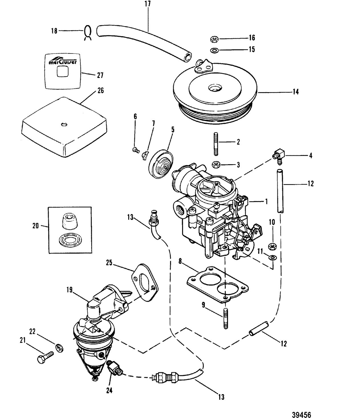 MERCRUISER 165 HP - 3.7L/170 HP/180 HP-3.7 L/LX/190 HP CARBURETOR AND FUEL PUMP(165-170-3.7L)