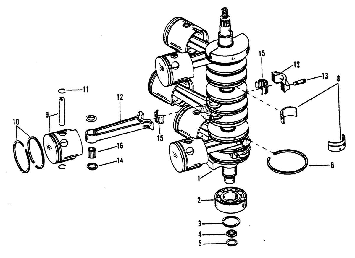 RACE OUTBOARD 2.5L EFI 2.5L EFI OFFSHORE CRANKSHAFT, PISTONS, AND CONNECTING RODS