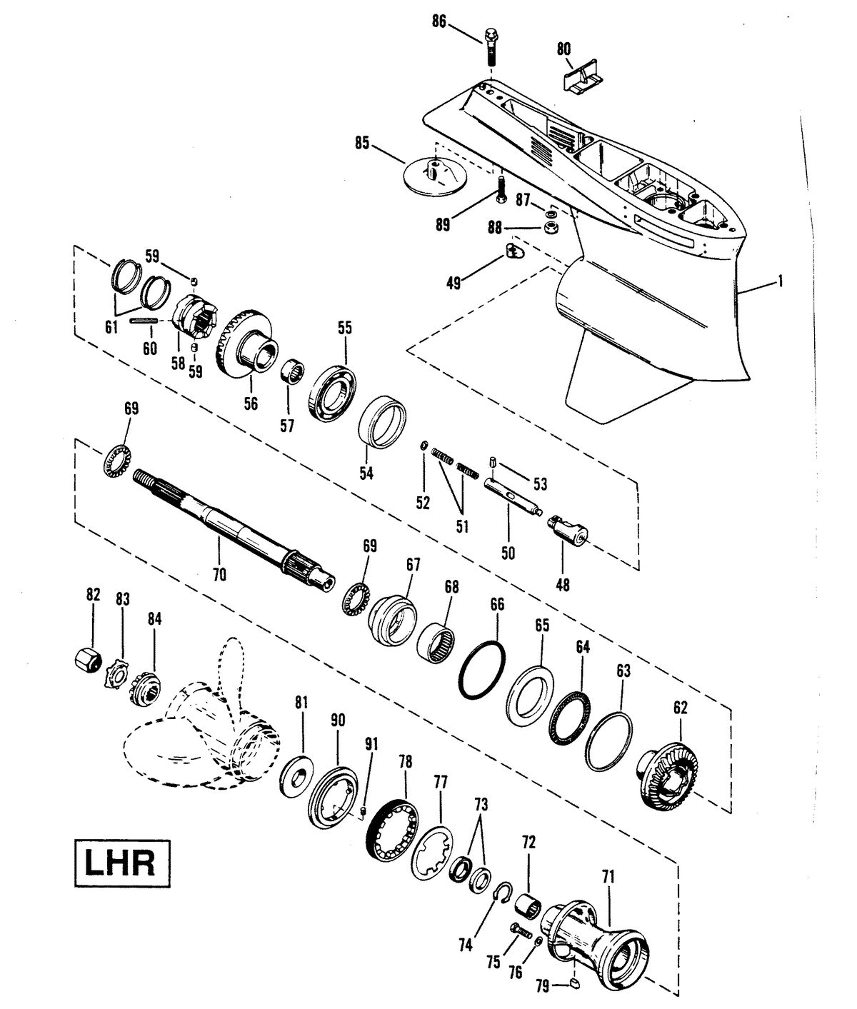 RACE OUTBOARD 2.5L EFI 2.5L EFI OFFSHORE GEAR HOUSING(PROPELLER SHAFT)LHR 4-HOLE WATER PICK-UP