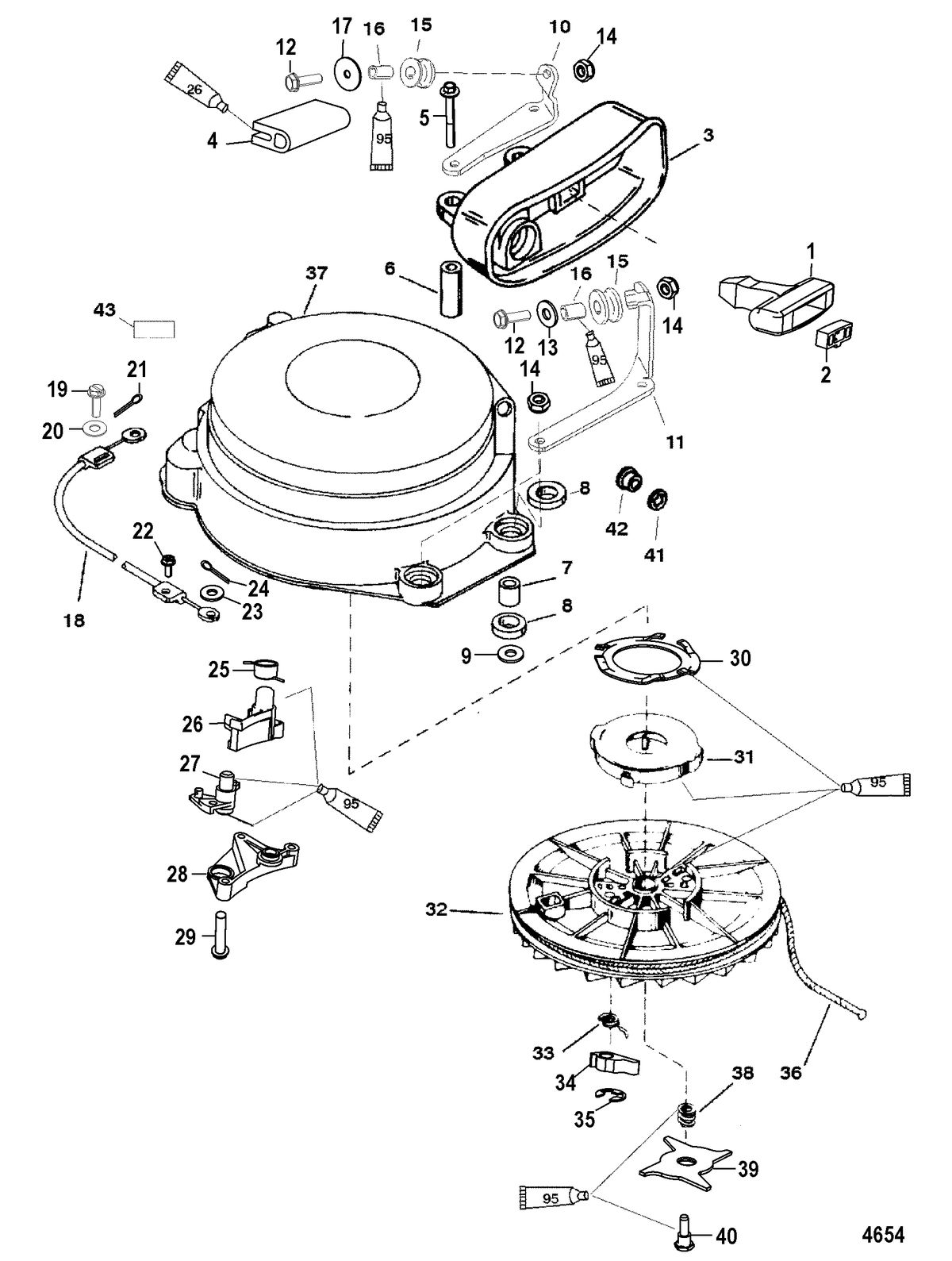 MERCURY/MARINER 75/90 HP 65 JET (3 CYLINDER) Starter Assembly(Manual)