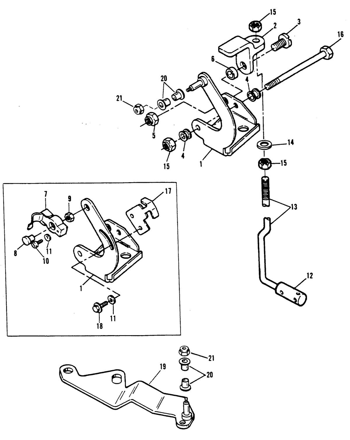 FORCE 150 H.P. GEAR SHIFT LINKAGE (0E009500 Thru 0E093699)