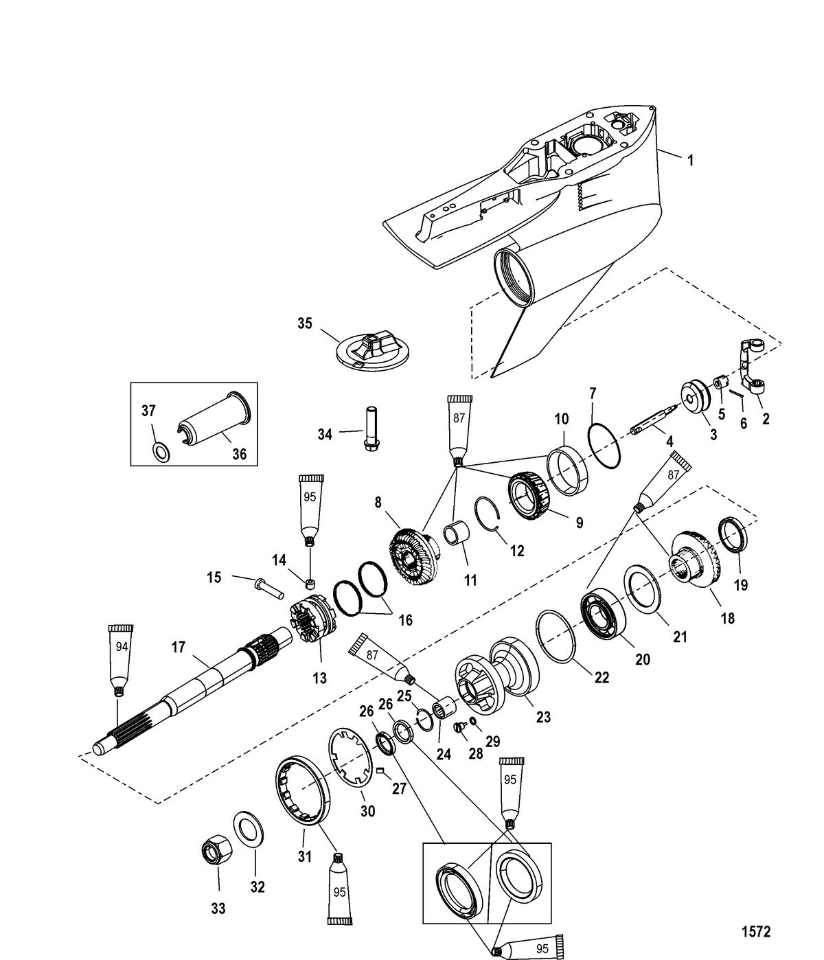 RACE OUTBOARD PARTS MANUAL 300X (3.0L EFI) PRO MAX Gear Housing, Propeller Shaft - Torque Master