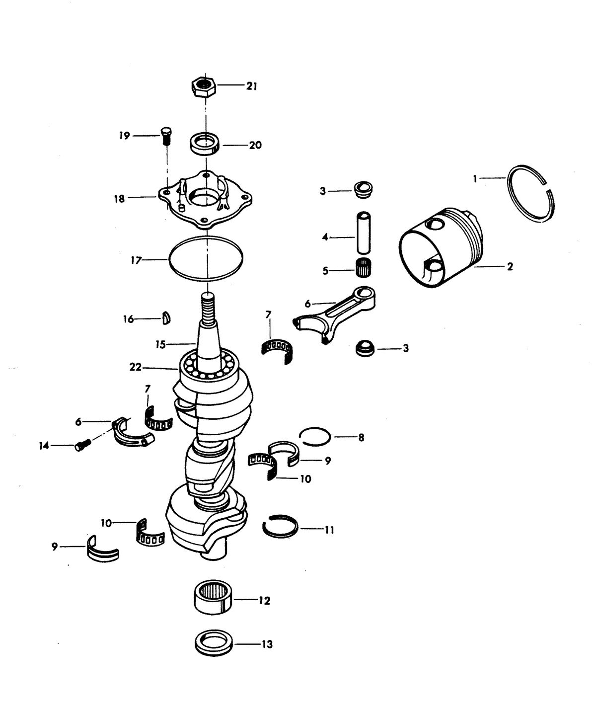 CHRYSLER 75 H.P. CRANKSHAFT AND PISTON GROUP