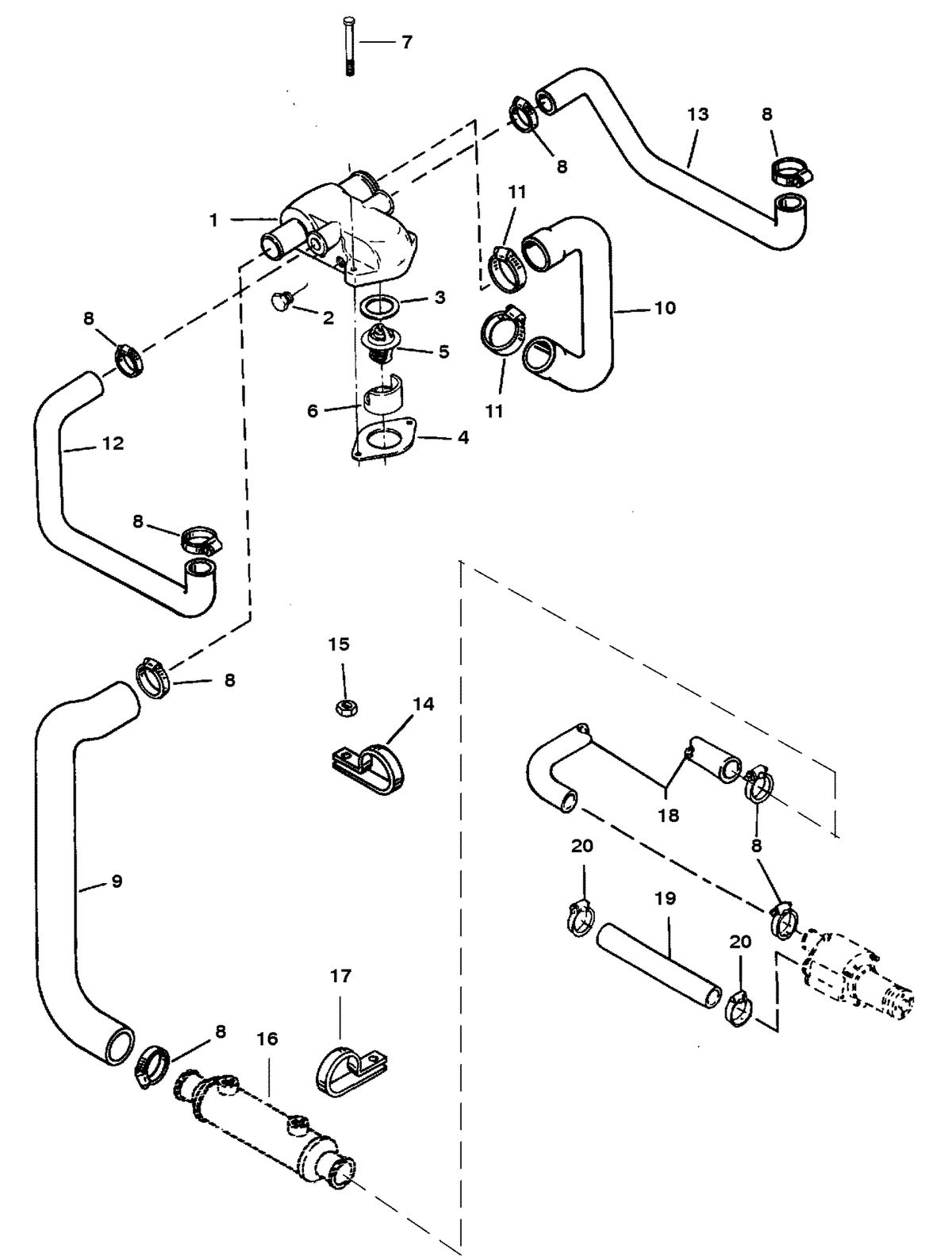MERCRUISER 5.7L/LX TBI ALPHA & BRAVO(2BBL/4BBL) STANDARD COOLING SYSTEM (BRAVO ENGINES)