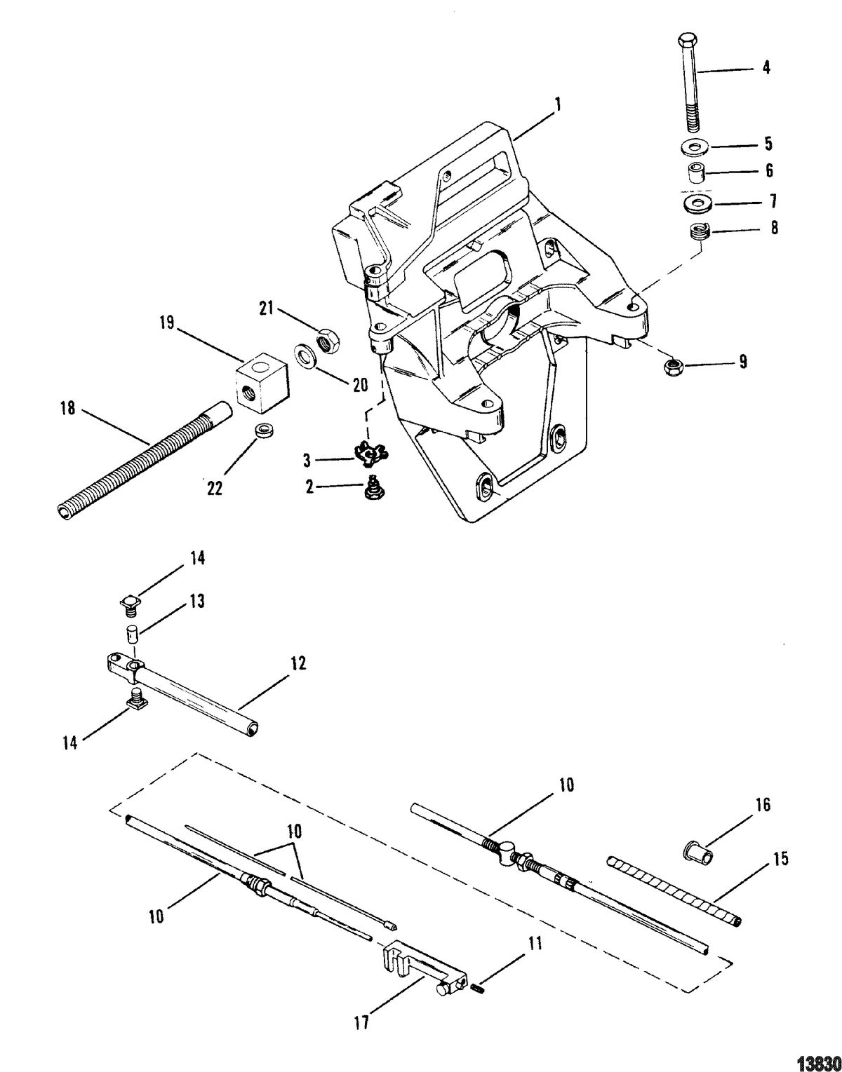 MERCRUISER ALPHA ONE GEN II STERNDRIVE AND TRANSOM ASSEMBLY Transom Plate And Shift Cable