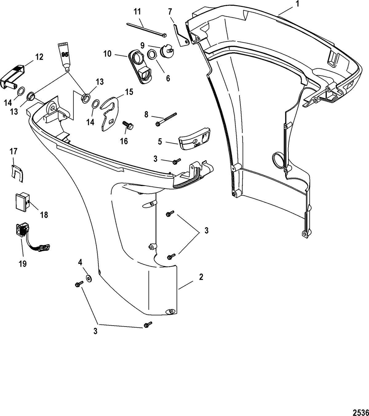 MERCURY/MARINER 30/40 CARB 4-STROKE (3 CYLINDER) Bottom Cowl