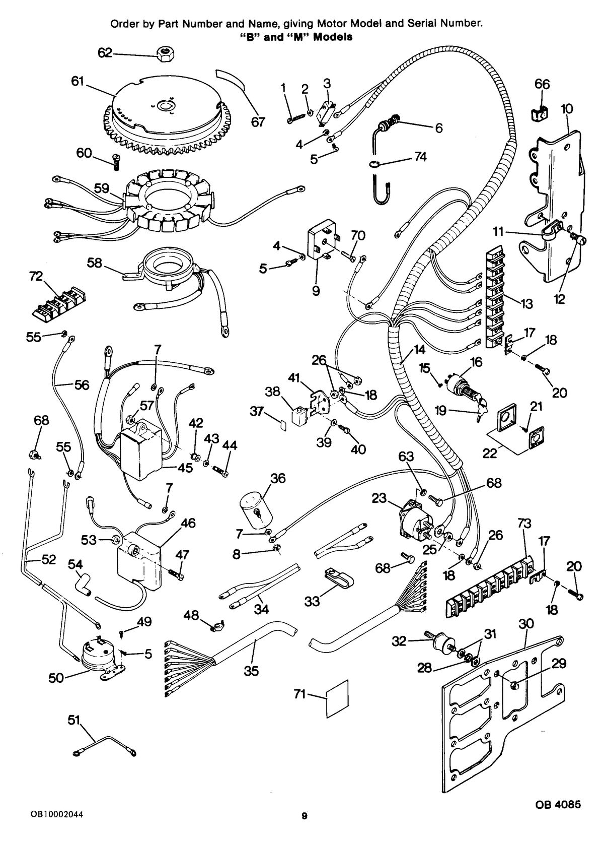FORCE FORCE 1986 85 H.P. ELECTRICAL COMPONENTS "B" AND "M" MODELS